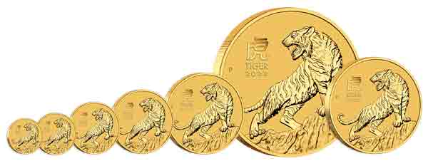 Goldmünzen Tiger Lunar III aus 2022