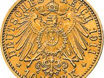 10 Mark Kaiserreich Baden 1909-1913 Friedrich II Jaeger 191