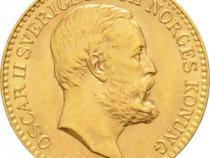 Schweden 5 Kronen Goldmünze Gustav V 1907-1950