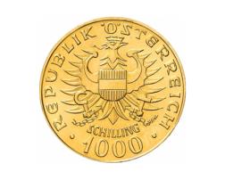 1000 Schilling Österreich Babenberger Goldmünze 1976