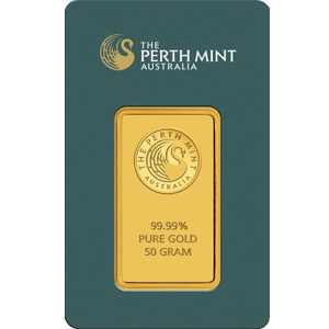 50 Gramm Goldbarren Perth Mint
