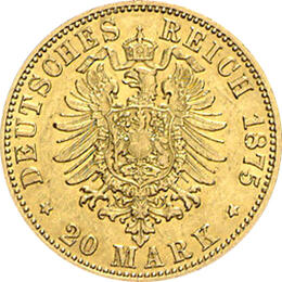 20 Mark Kaiserreich Anhalt 1875 Friedrich I Jaeger 179