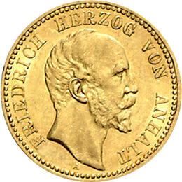 10 Mark Kaiserreich Anhalt 1876 Friedrich I Jaeger 180