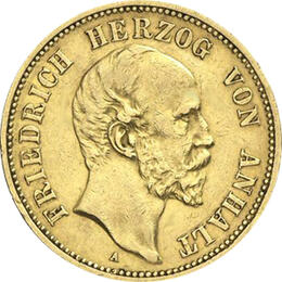 20 Mark Kaiserreich Anhalt 1875 Friedrich I Jaeger 181