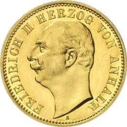 20 Mark Kaiserreich Anhalt 1904 Friedrich II Jaeger 182