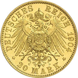 20 Mark Kaiserreich Anhalt 1904 Friedrich II Jaeger 182
