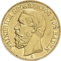20 Mark Kaiserreich Baden 1872-1873 Friedrich I Jaeger 184