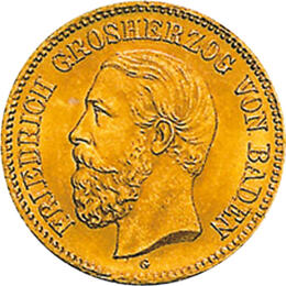 5 Mark Kaisserreich Baden 1877 Friedrich I Jaeger 185