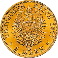 5 Mark Kaisserreich Baden 1877 Friedrich I Jaeger 185