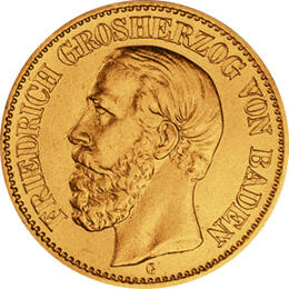 10 Mark Kaiserreich Baden 1875-1888 Friedrich I Jaeger 186