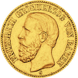 20 Mark Kaiserreich Baden 1874 Friedrich I Jaeger 187