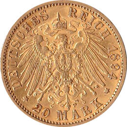20 Mark Kaiserreich Baden 1894-1895 Friedrich I Jaeger 189