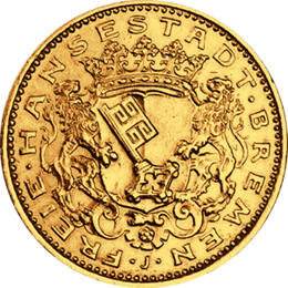 10 Mark Kaiserreich Bremen 1907 Stadtwappen Jaeger 204