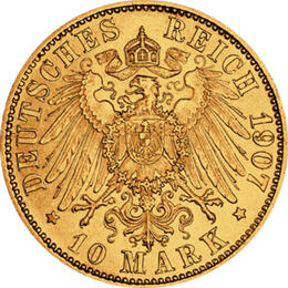 10 Mark Kaiserreich Bremen 1907 Stadtwappen Jaeger 204