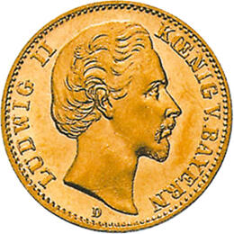 10 Mark Kaiserreich Bayern 1872-1873 Ludwig II Jaeger 193