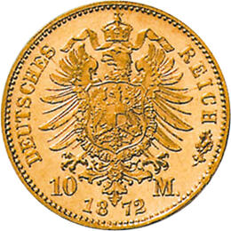 10 Mark Kaiserreich Bayern 1872-1873 Ludwig II Jaeger 193