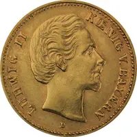 5 Mark Kaiserreich Bayern 1877 Ludwig II Jaeger 195