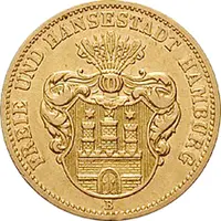 10 Mark Kaiserreich Hamburg 1873 Stadtwappen Jaeger 206