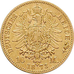 10 Mark Kaiserreich Hamburg 1873 Stadtwappen Jaeger 206