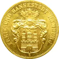 10 Mark Kaiserreich Hamburg 1874 Stadtwappen Jaeger 207
