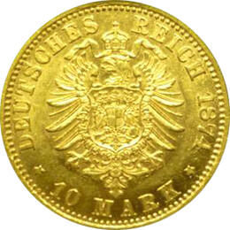 10 Mark Kaiserreich Hamburg 1874 Stadtwappen Jaeger 207