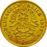 5 Mark Kaiserreich Hamburg 1877 Stadtwappen Jaeger 208