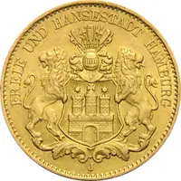 10 Mark Kaiserreich Hamburg 1875-1888 Stadtwappen Jaeger 209