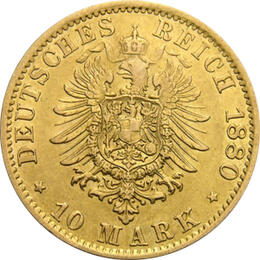 10 Mark Kaiserreich Hamburg 1875-1888 Stadtwappen Jaeger 209
