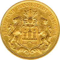20 Mark Kaiserreich Hamburg 1875-1889 Stadtwappen Jaeger 210