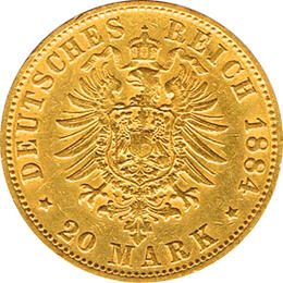 20 Mark Kaiserreich Hamburg 1875-1889 Stadtwappen Jaeger 210