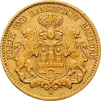 10 Mark Kaiserreich Hamburg 1890-1913 Stadtwappen Jaeger 211