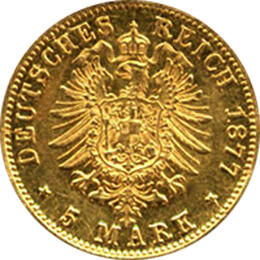 5 Mark Kaiserreich Hessen 1877 Ludwig Jaeger 215
