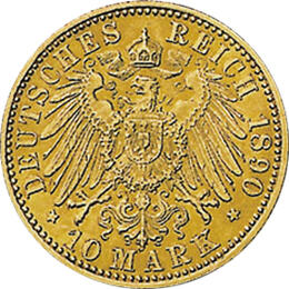 10 Mark Kaiserreich Hessen 1890 Ludwig Jaeger 220