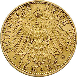10 Mark Kaiserreich Hessen 1893 Ernst Ludwig Jaeger 222