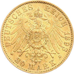 20 Mark Kaiserreich Hessen 1893 Ernst Ludwig Jaeger 223