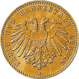 10 Mark Kaiserreich Lübeck 1901-1904 Stadtwappen Jaeger 227
