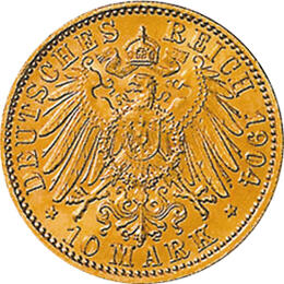 10 Mark Kaiserreich Lübeck 1901-1904 Stadtwappen Jaeger 227