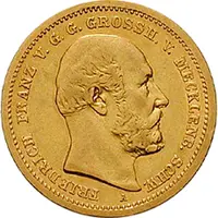 10 Mark Kaiserreich 1872 Mecklenburg Schwerin Jaeger 229 Friedrich Franz