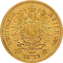 10 Mark Kaiserreich 1872 Mecklenburg Schwerin Jaeger 229 Friedrich Franz