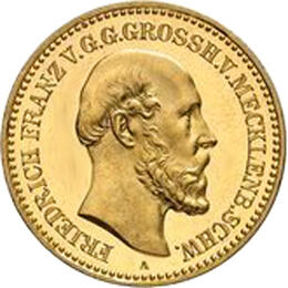 10 Mark Kaiserreich 1878 Mecklenburg Schwerin Jaeger 231 Friedrich Franz