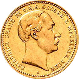 10 Mark Kaiserreich 1890 Mecklenburg Schwerin Jaeger 232 Friedrich Franz