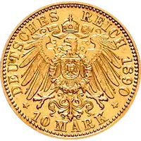 10 Mark Kaiserreich 1890 Mecklenburg Schwerin Jaeger 232 Friedrich Franz