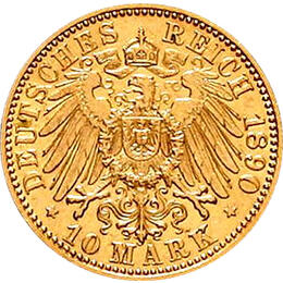 10 Mark Kaiserreich 1890 Mecklenburg Schwerin Jaeger 232 Friedrich Franz