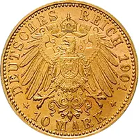 10 Mark Kaiserreich 1901 Mecklenburg Schwerin Jaeger 233 Friedrich Franz