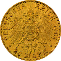 10 Mark Kaiserreich 1901 Mecklenburg Schwerin Jaeger 234 Friedrich Franz