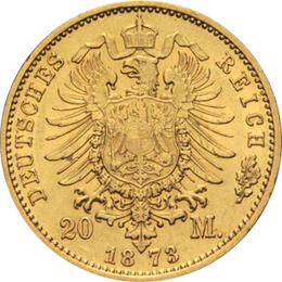 20 Mark Kaiserreich 1871-1873 Preussen Wilhelm I Jaeger 243
