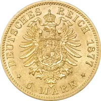 5 Mark Kaiserreich 1877-1878 Preussen Wilhelm I Jaeger 244