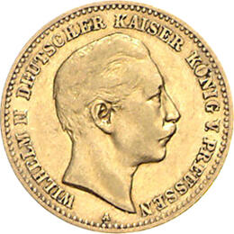 10 Mark Kaiserreich 1889 Preussen Wilhelm II Jaeger 249