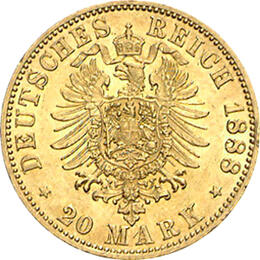 20 Mark Kaiserreich 1888-1889 Preussen Wilhelm II Jaeger 250