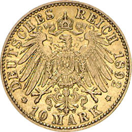 10 Mark Kaiserreich 1890-1912 Preussen Wilhelm II Jaeger 251